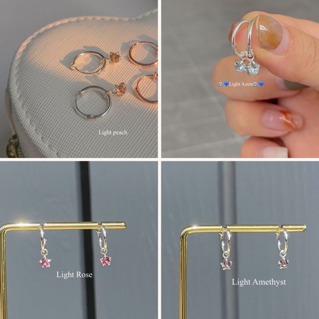 SissyJewelry // ต่างหูเงินแท้ ต่างหูห่วง ประดับ พลอยกลม 4mm - gem round 4mm hoop รูปที่ 5