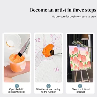 MW ระบายสีตามตัวเลข 40x50ซม มีเฟรม ภาพวาดตกแต่งอะคริลิก ของขวัญ DIY สำหรับเด็ก คู่ ผ้าใบแคนวาส อุปกรณ์ศิลปะ เครื่องเขียน