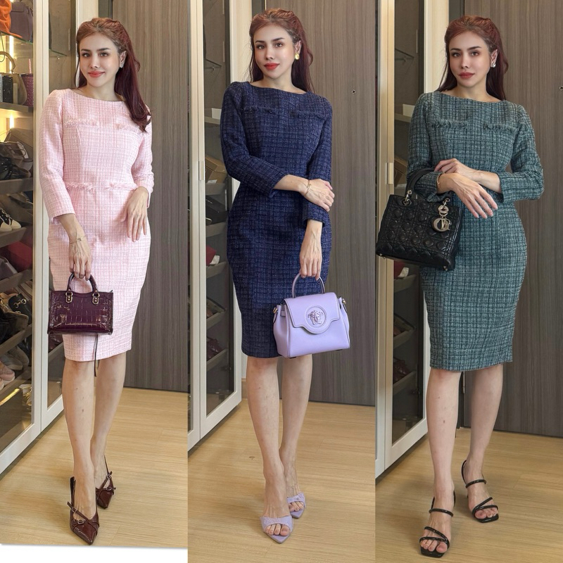 ELZ31 ชุดเดรส ผ้าทวีต(Pre-order )