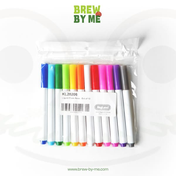 ปากกาชอล์คน้ำ แพคละ 12 สี สำหรับเขียน ถัง Keg, ถังหมัก, กระจก Liquid Chalk Marker