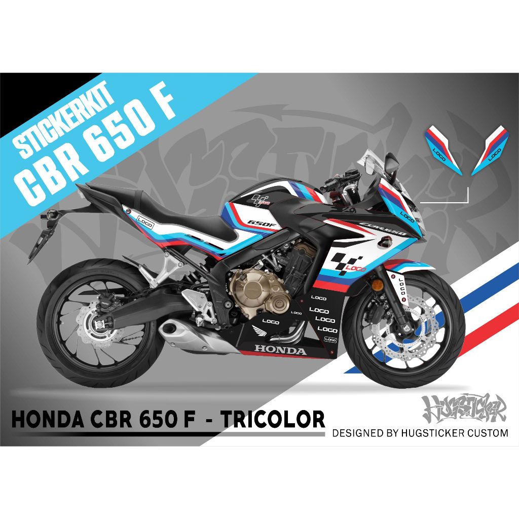 Hugsticker สติ๊กเกอร์ติดรถ สติ๊กเกอร์ CBR650F ลาย Tri Color