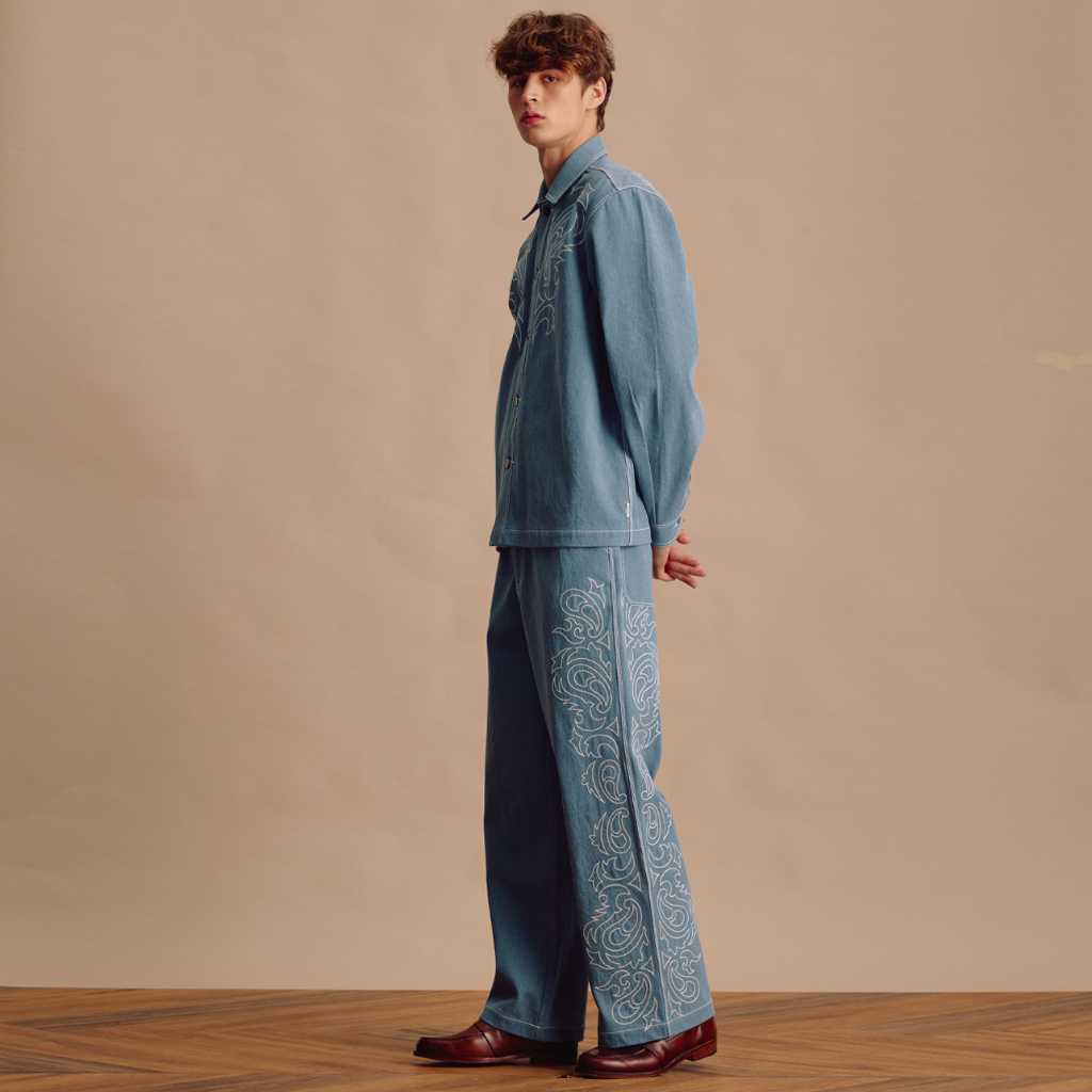 [MOO 2/25] Western Stitch Classic Denim Pants กางเกงขายาว ทรงกระบอกตรง ผ้าเดนิม ปักลายคาวบอยเวสเทิร์น แต่งซิปหน้า