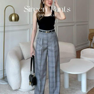 Sireen Pants กางเกงทรงกระบอกกลาง ดีเทลซิปหลัง ผ้าทอลายสก็อต