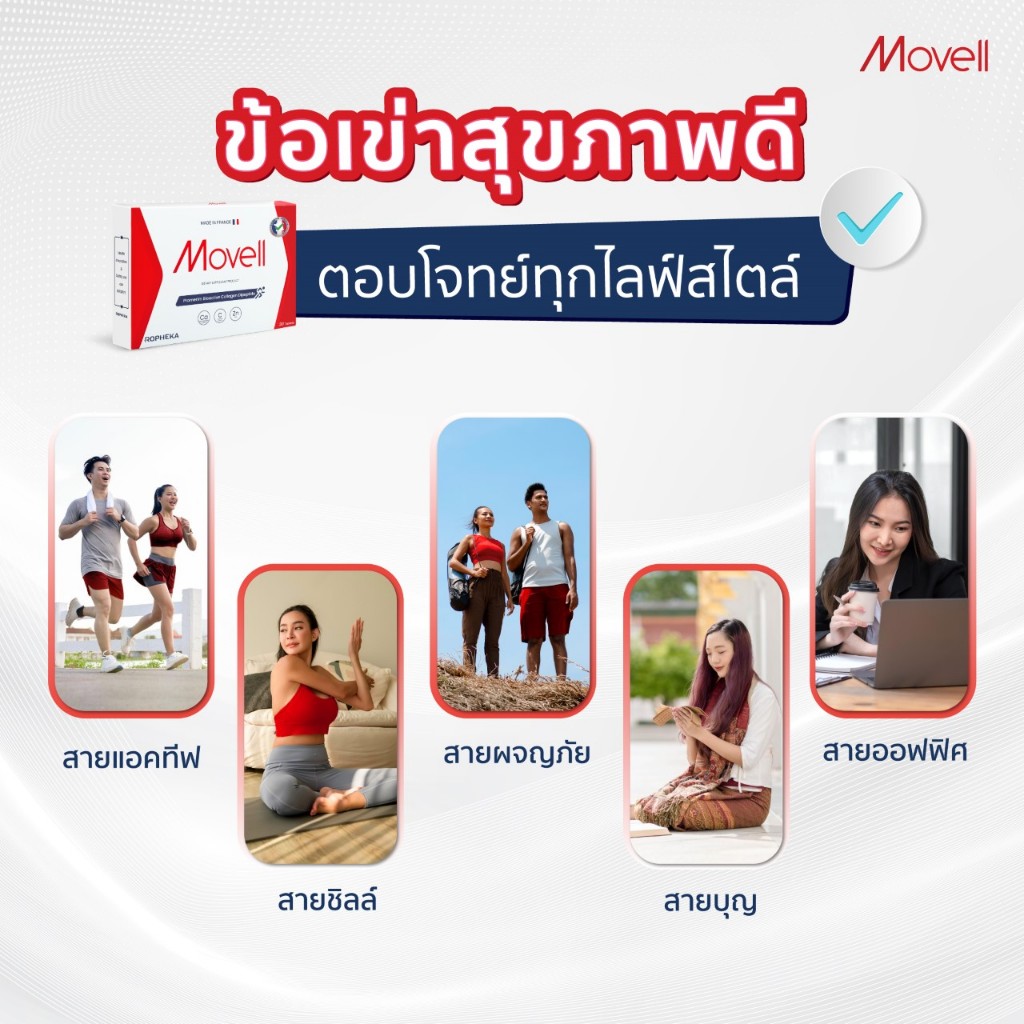 [4แถม4] Movell โมเวลขนาด 15 เม็ด คอลลาเจนเข่า คอลลาเจนกระดูก แคลเซียม ปวดข้อ เข่ากร๊อบแกร๊บ จากฝรั่งเศส (4 กล่อง)