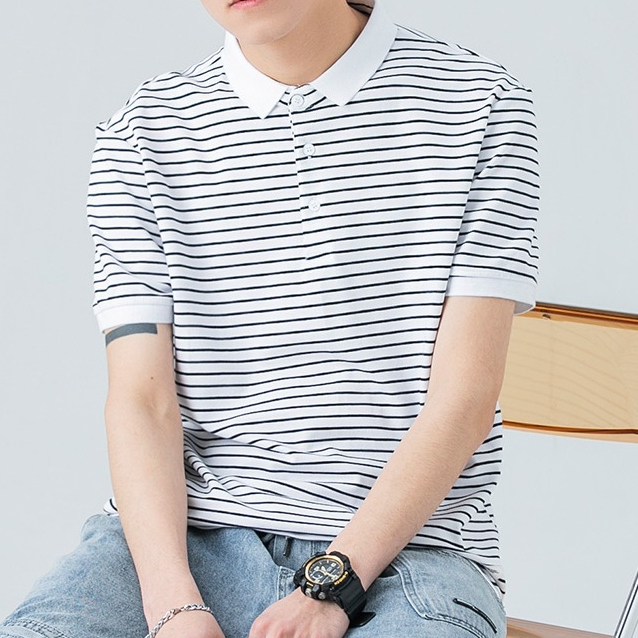 CLIFF เสื้อโปโลผู้ชาย ลาย สื้อคอปก แฟชั่น ชุดคู่รัก เรียบง่าย หล่อ ราคา ถูกที่สุด ดีลบีเคเค แกลเลอรีภาพที่ 3
