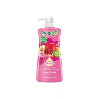 [2 ขวด]แพรอทครีมอาบน้ำ เซรั่ม วิตามิน ซุปเปอร์ฟรุ๊ต 450 มล. Parrot Shower Cream Serum Vitamin Super Fruit 450ML.