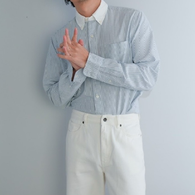 era-won เสื้อเชิ้ต รุ่น Oxford shirts ทรง Comfort fit  คอปกสีขาว สี Blue Rich