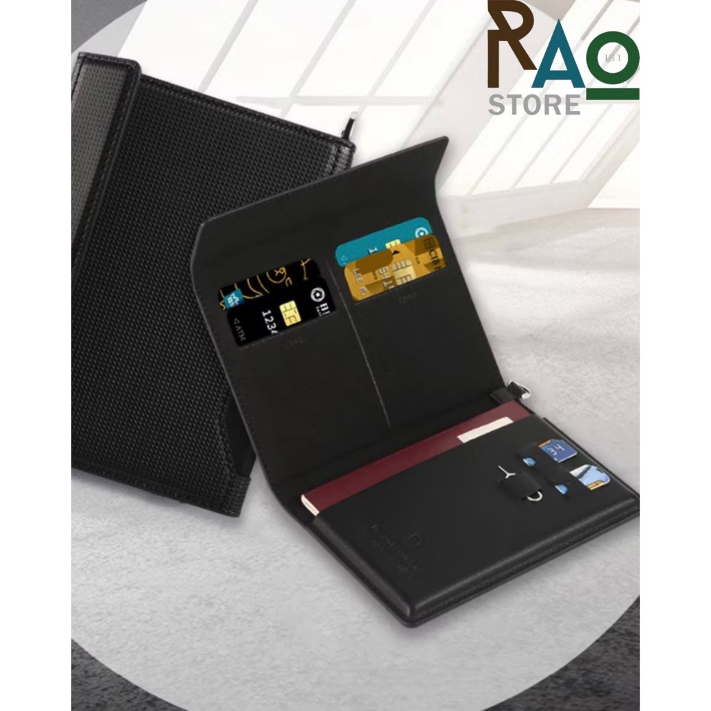 RAO Store กระเป๋าเคสใส่พาสปอร์ต  มีช่องใส่บัตร4ช่อง ช่องใส่Sim2ช่อง ที่จิ้มSim ช่องสอดเก็บตั๋ว ขนาดเล็กกะทัดรัด