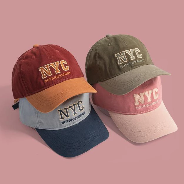 หมวกแก๊ปสำหรับผู้ใหญ่งานปัก (NYC) รูปแบบใหม่ ผ้าระดับไฮเอนด์ สีที่ตัดกัน