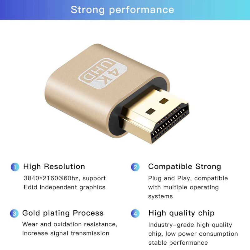 4k Displayport Dummy Plug / HDMI Virtual 4K HDMI DDC EDID Dummy Plug EDID จอแสดงผลโกง Virtual ปลั๊ก HDMI Dummy Emulator ราคา ถูกที่สุด ดีลบีเคเค แกลเลอรีภาพที่ 6