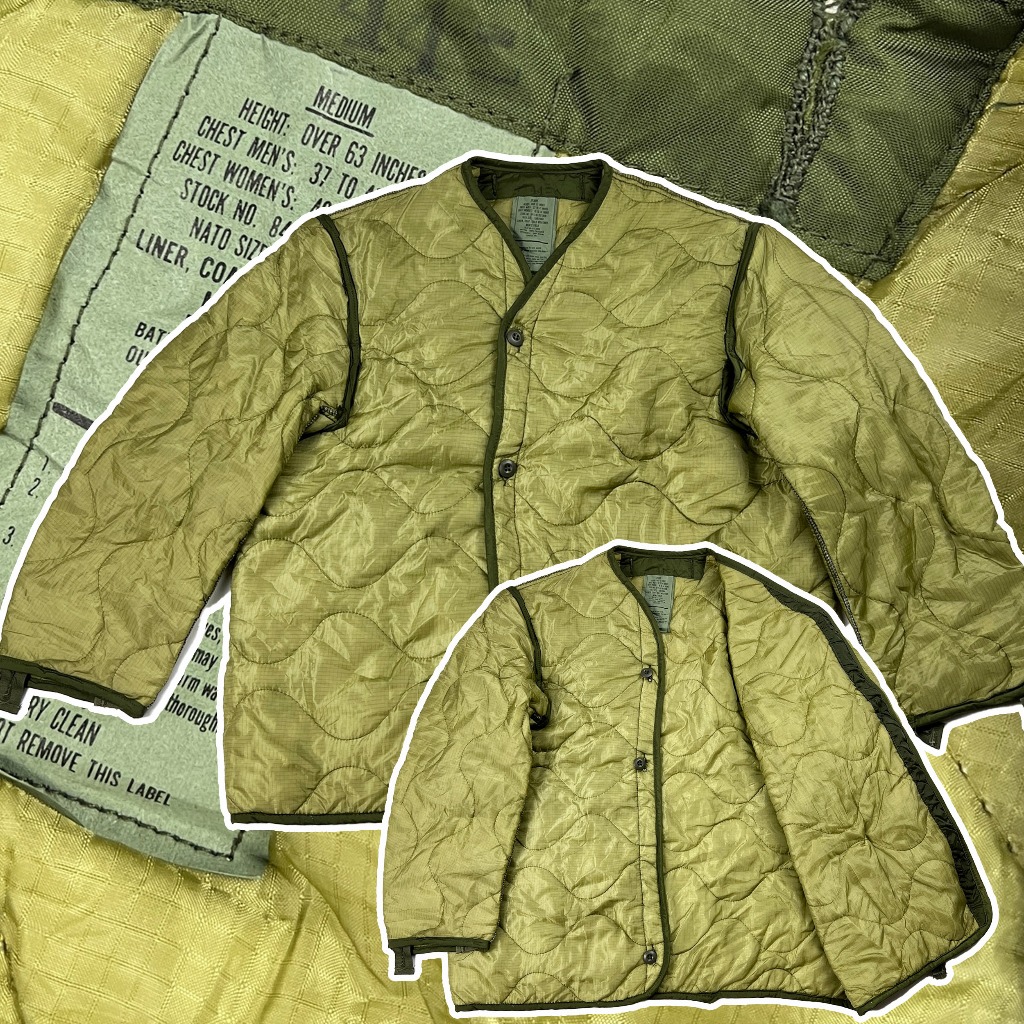 แจ็คเก็ตเดินป่า 80s US M65 Field Jacket Quilted Liner Nylon Cold Weather Coat Medium ไลน์เนอร์ M65 แ