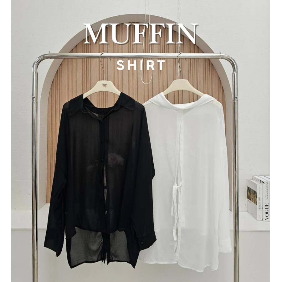 Muffin Shirt เชิ้ตชีฟองผูกหลัง เนื้อผ้าซีทรู