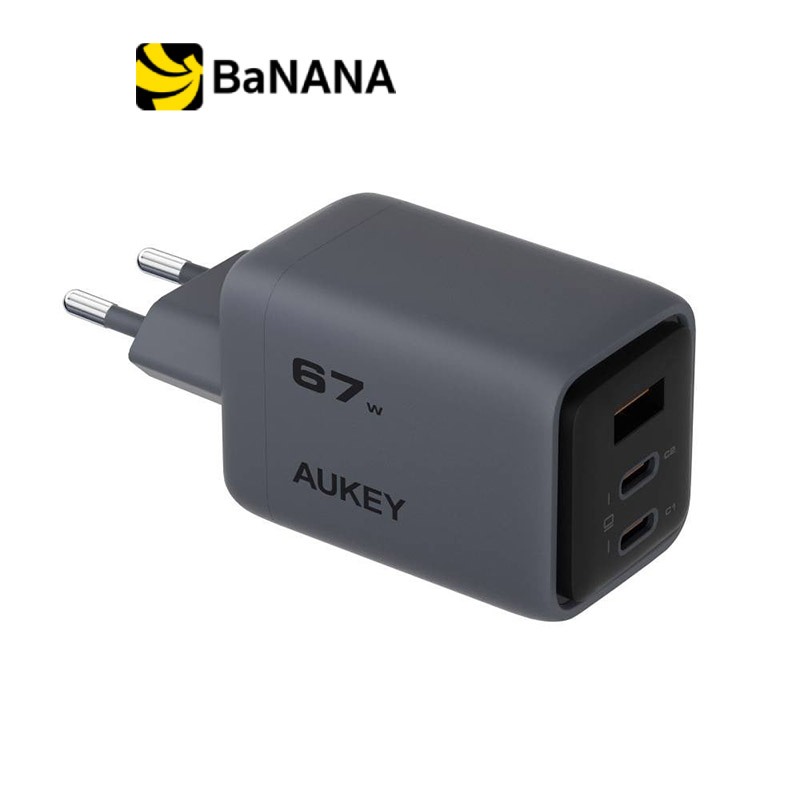 อะแดปเตอร์ AUKEY Wall Charger 1 USB-A / 2 USB-C 67W Gray (PA-C3) (ITSI) by Banana IT