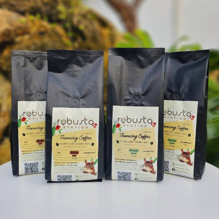 กาแฟถ้ำสิงห์ ⚠️คั่วเมล็ด⚠️ (Dry Process) 100% Robusta Premium Grade