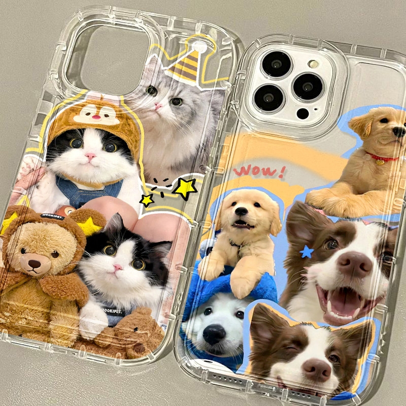เคส for iphone 17 11 13 14 12 15 16 Pro Max XR X XS Max 15 14 7 8 Plus เคสซิลิโคนนิ่มป้องกันลายแมวและสุนัข