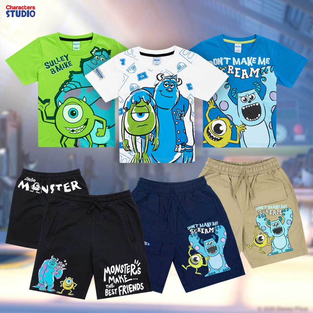 Disney เสื้อยืดและกางเกงเด็กผู้ชาย 1-10 ขวบ ลายมอนสเตอร์ ไมค์&ซัลลี่ ผ้าCotton 100% สินค้าลิขสิทธิ์แท้ Characters Studio