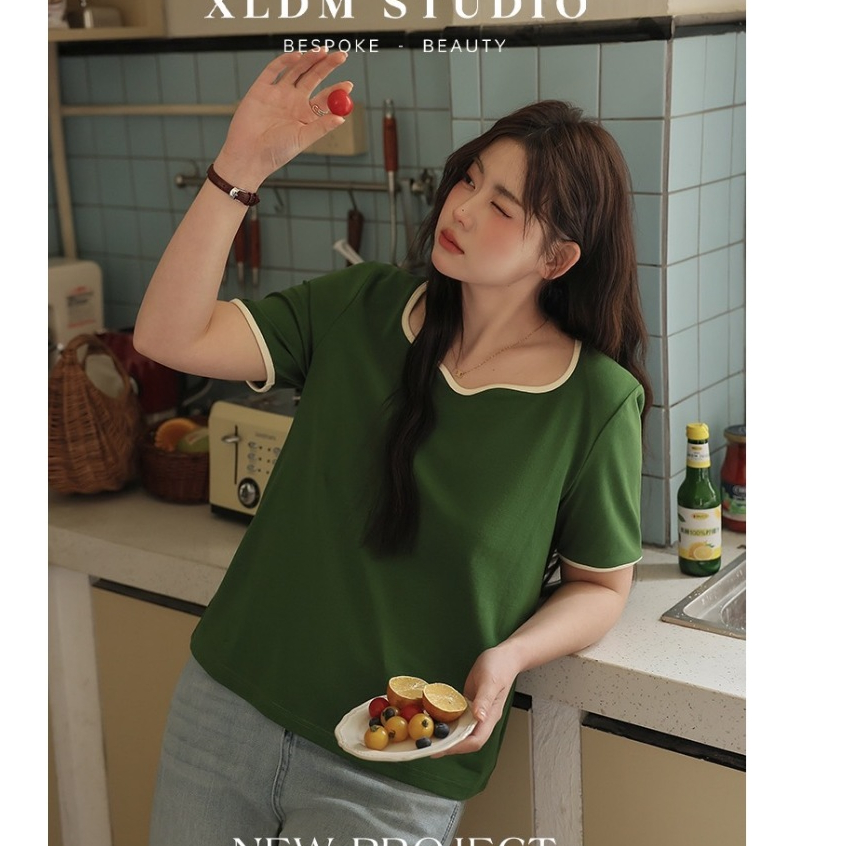 เสื้อเเฟชั่นผู้หญิง เสื้อสาวอวบใส่ได้ ผ้านิ่มใส่สบาย-ใหม่/#3535
