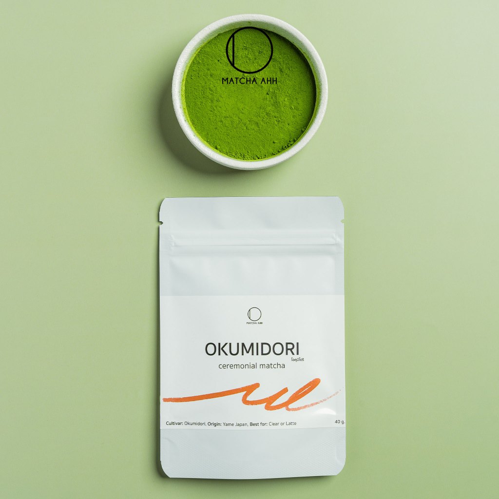 มัตจะ ยาเมะ Okumidori 100g โทนถั่ว [Matcha AHH] | มัทฉะเกรดพิธีชงชาแท้จากญี่ปุ่น | Matcha Powder รสช