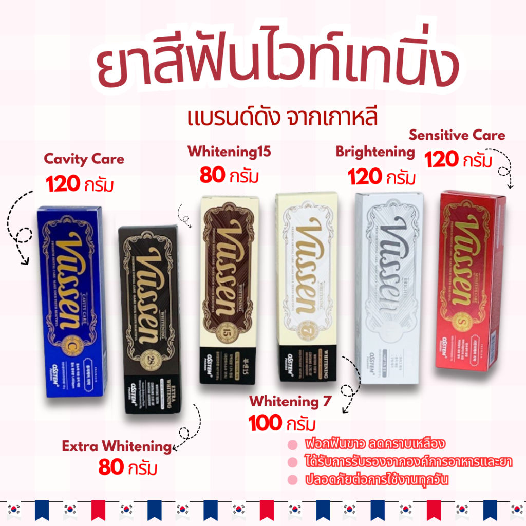 ยาสีฟันเกาหลี VUSSEN Premium Toothpaste 80g - 120g ยาสีฟันไวท์เทนนิ่ง