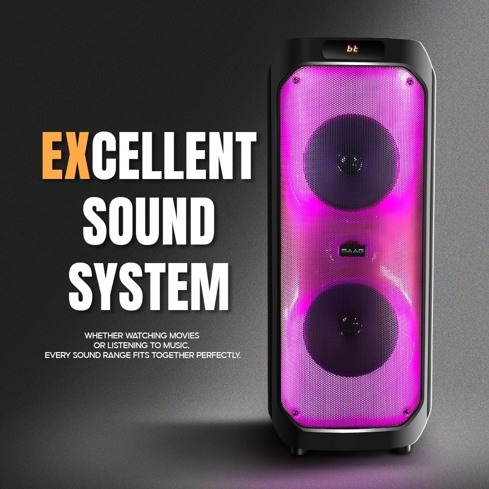 ลำโพงบลูทูธมีไฟ LED Bluetooth SAAG รุ่น BEAT กำลังขับ 20W x 2 เสียงดี เบสแน่น ไมค์ลอย1ตัว