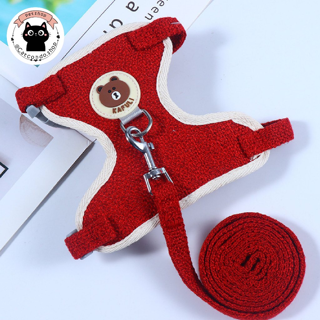 🌵 สายจูงแมวรัดอก สายจูงแมว สำหรับสัตว์เลี้ยง ลายหมี ฟรีไซส์ 6-12กก. พร้อมสายจูง 🌵 - รูปที่ 6