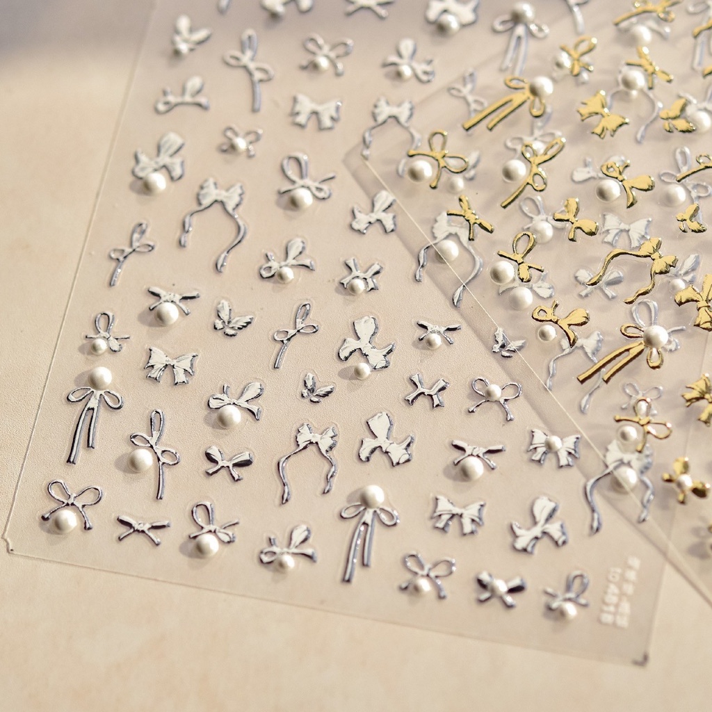 สติกเกอร์โบว์  เกรดพรีเมียม ใช้สำหรับแต่ง ติดเล็บ ราคาต่อแผ่น ลายน่ารักมาก - รูปที่ 3