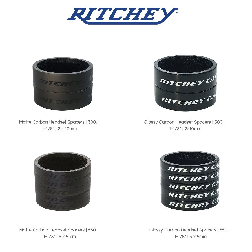 แหวนรองคอ 1-1/8” CARBON โลโก้ขาว #ของแท้💯#HEADSET SPACERS #RITCHEY