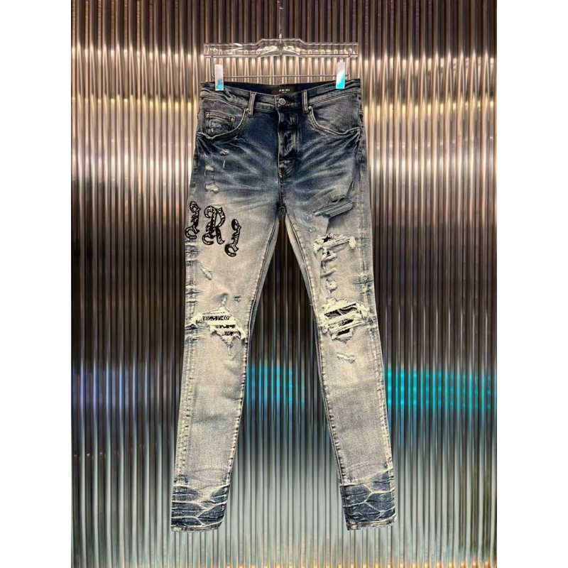 กางเกง Amiri เข่าดำลาย โลโก้ 5208