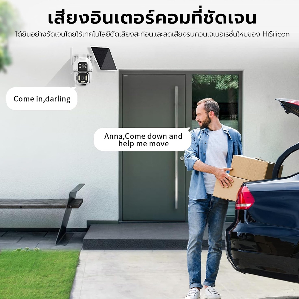 กล้องวงจรปิดโซล่าเซลล์ ใส่ซิม 4G กล้องวงจรปิด 4K ใช้พลังงานแสงอาทิตย์ ค่าไฟ0บาท กลางแจ้ง PTZ กันน้ำ IP67 รูปที่ 5