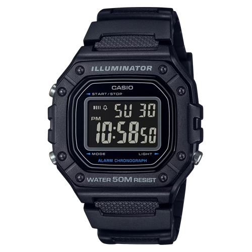 Casio Standard นาฬิกาข้อมือผู้ชาย สายเรซิ่น รุ่น W-218H,W-218H-1B,W-218H-1BVDF