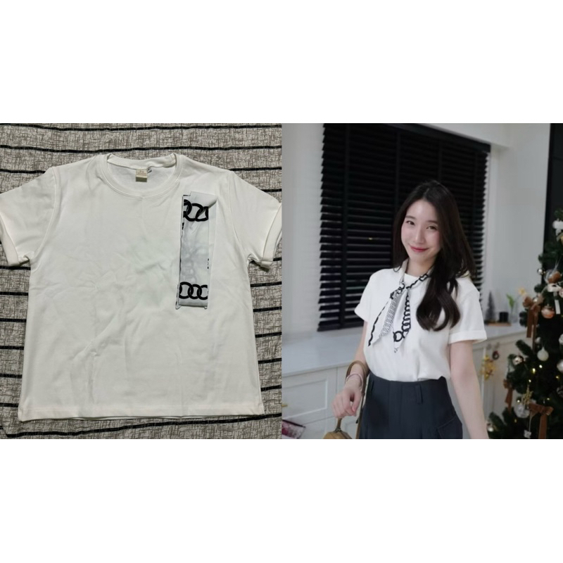 เสื้อยืดแขนพับ+ผ้าผูกคอ จากร้านฝาแฝด(ranfafaet.kloset)