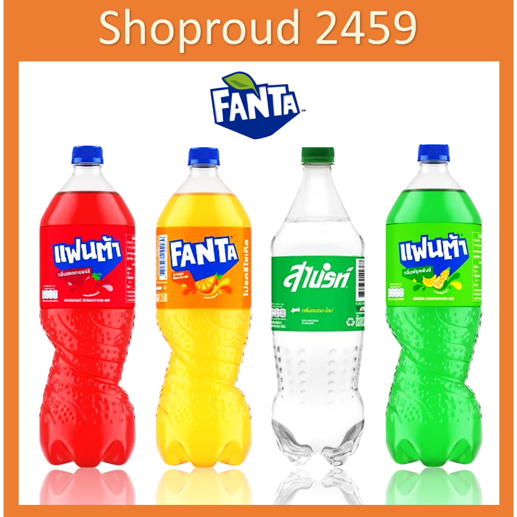 Fanta น้ำอัดลมพร้อมดื่ม รสชาติ สตอเบอร์รี่, ส้ม, ฟรุตพันซ์ และ สไปรท์ ขนาด 1.25 ลิตร จำนวน 6 ขวด
