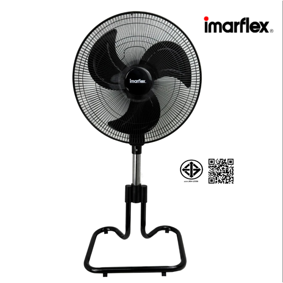 IMARFLEX พัดลมอุตสาหกรรม ชนิดตั้งพื้น ปรับสไลด์ 18 นิ้ว 3 ใบพัดพลาสติก สีดำ รุ่น IF-514   IF-514X