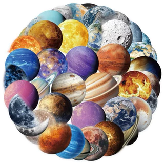 สติ๊กเกอร์ 🪐 ดวงดาว 68 อวกาศ 50ชิ้น จักรวาล ดาราศาสตร์ galaxy นาซ่า นักบินอวกาศ NASA ยานอวกาศ UFO จรวด ดาว ติด กระเป๋า