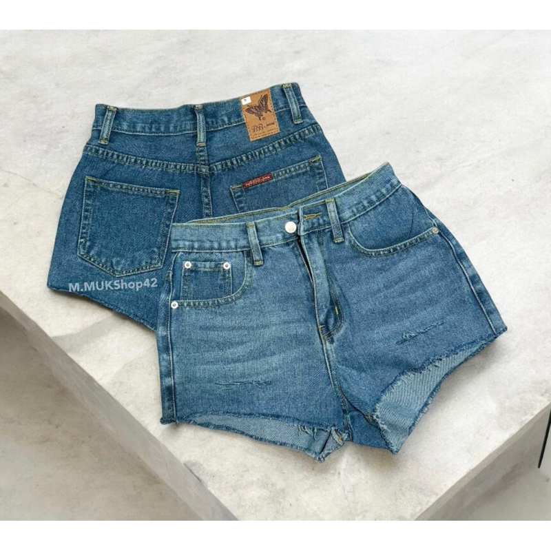 ป้ายBB Jeans พร้อมส่ง S-3XL กางเกงยีนส์ขาสั้นเอวสูง ผ้าไม่ยืด รวมแบบงานกระแสยีนส์ BB