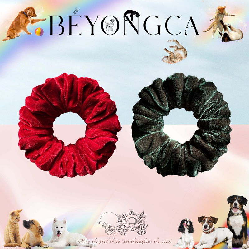 Beyongca Scrunchies รุ่น Velvet ผ้ากำมะหยี่ มีให้เลือก 5 สี  คริสมาสต์ ตรุษจีน ยางรัดผมโดนัท ลิขสิทธิ์แท้ Christmas