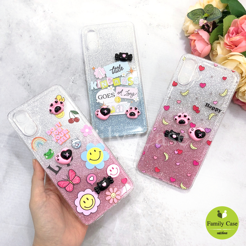 เคสนิ่มใสกันกล้องOppo A3X A74(4G) Reno 5 Reno 12 Reno 12 Proแผ่นกากเพชรไล่สีพิมพ์ลายการ์ตูน