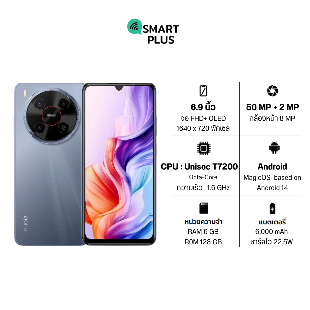ZTE Nubia V70 Max (6/128) ประกันศูนย์ 18 เดือน [ หน้าจอ6.9 นิ้ว แบต 6000 mAh ] (smartplus)