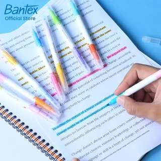 Bantex ปากกาไฮไลท์ สีพาสเทล ปากกาเน้นข้อความ 8แท่ง 16สี เมจิค เน้นข้อความสำคัญ 2หัว ระบายสี Highligh