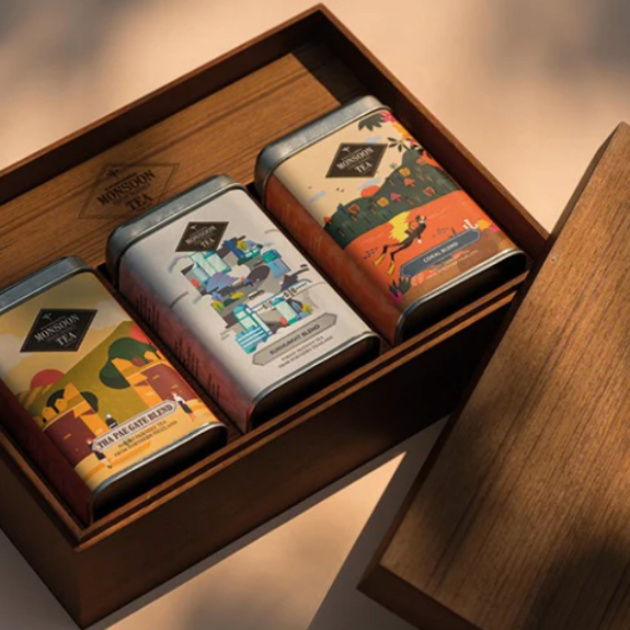 เซตชาดำมอนซูนที Thailand Blends Black Tea (Box Gift Set 50g x3) ชุดของขวัญกล่องไม้แฮนด์เมดเรียบหรู