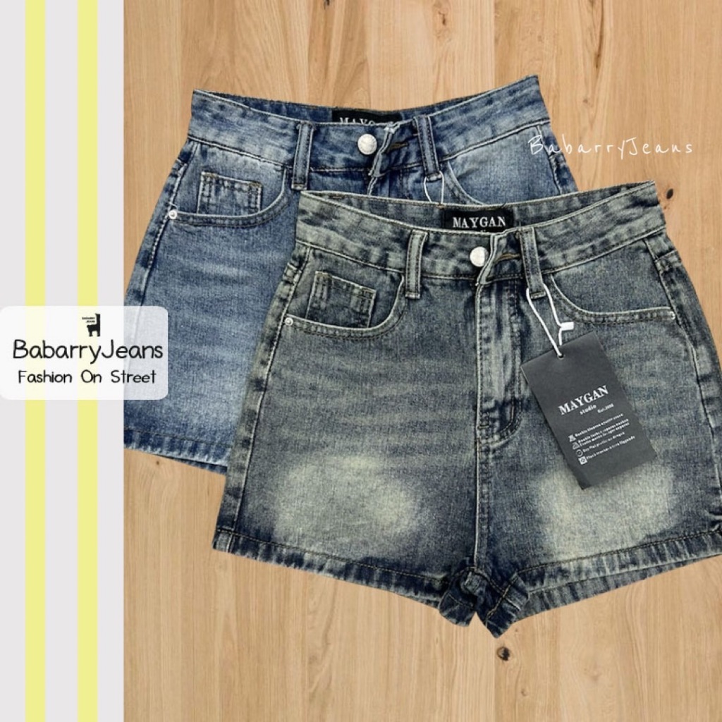Babarry - Basic Short Denim กางเกงยีนส์ขาสั้น ผญ รุ่นเบสิค สีเฟด (Fade)