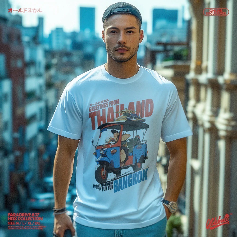🚀เสื้อยืด Oldskull Paradrive No.37 ( Greetings from.. Bangkok )🥳