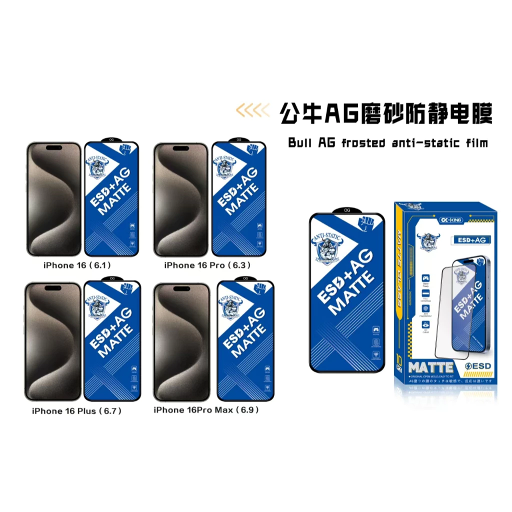 ESD/AG(10IN1)ฟิล์มกระจกเต็มจอ แบบด้าน I6+ I7 I8 7+ 8+ X XS XR Xmax 11 11PM 12 12pro 13 13PM 14 14PM I15 5PM 16 16PM