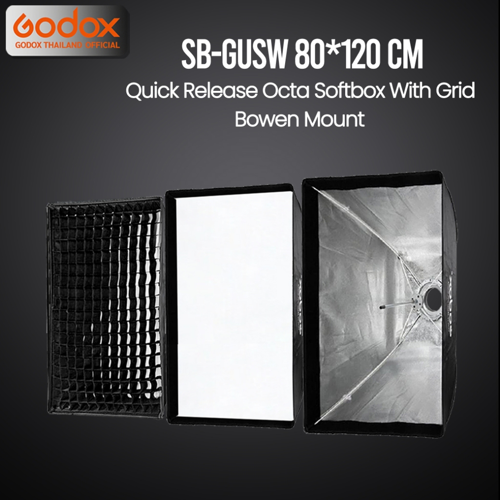 Godox Softbox SB-GUSW 80*120 cm. Quick Release Quad Softbox With Grid ( Bowen Mount ) / Godox Thailand