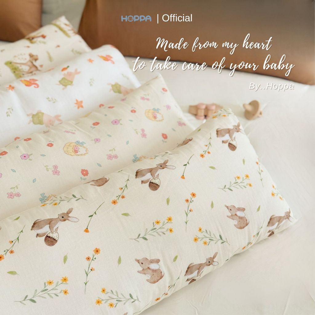 HOPPA หมอนบอดี้เด็ก หมอนข้าง หมอนข้างเด็ก ลดการสะสมของเชื้อโรคและแบคทีเรีย ผ้ามัสลินคอตตอน สัมผัสนุ่ม ถอดซักได้ - รูปที่ 2