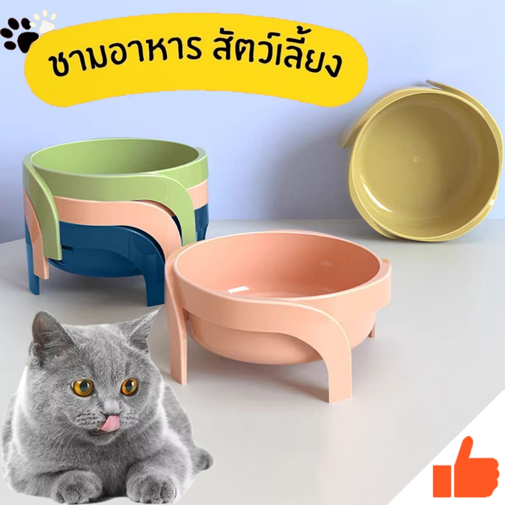 ชามอาหารทรงสูงชามวงกลมมีขา ชามทรงสูงให้อาหารสำหรับสัตว์เลี้ยง ชามอาหารสัตว์เลี้ยง ชามอาหารแมว ชามสัตว์เลี้ยง