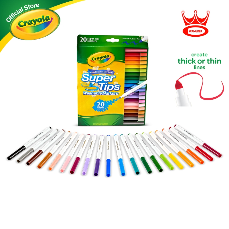 Crayola Supertips 20 Colors เครโยล่า สีเมจิกล้างออกได้ ซุปเปอร์ทิปส์ 20 สี ปากกาสี 58-8106