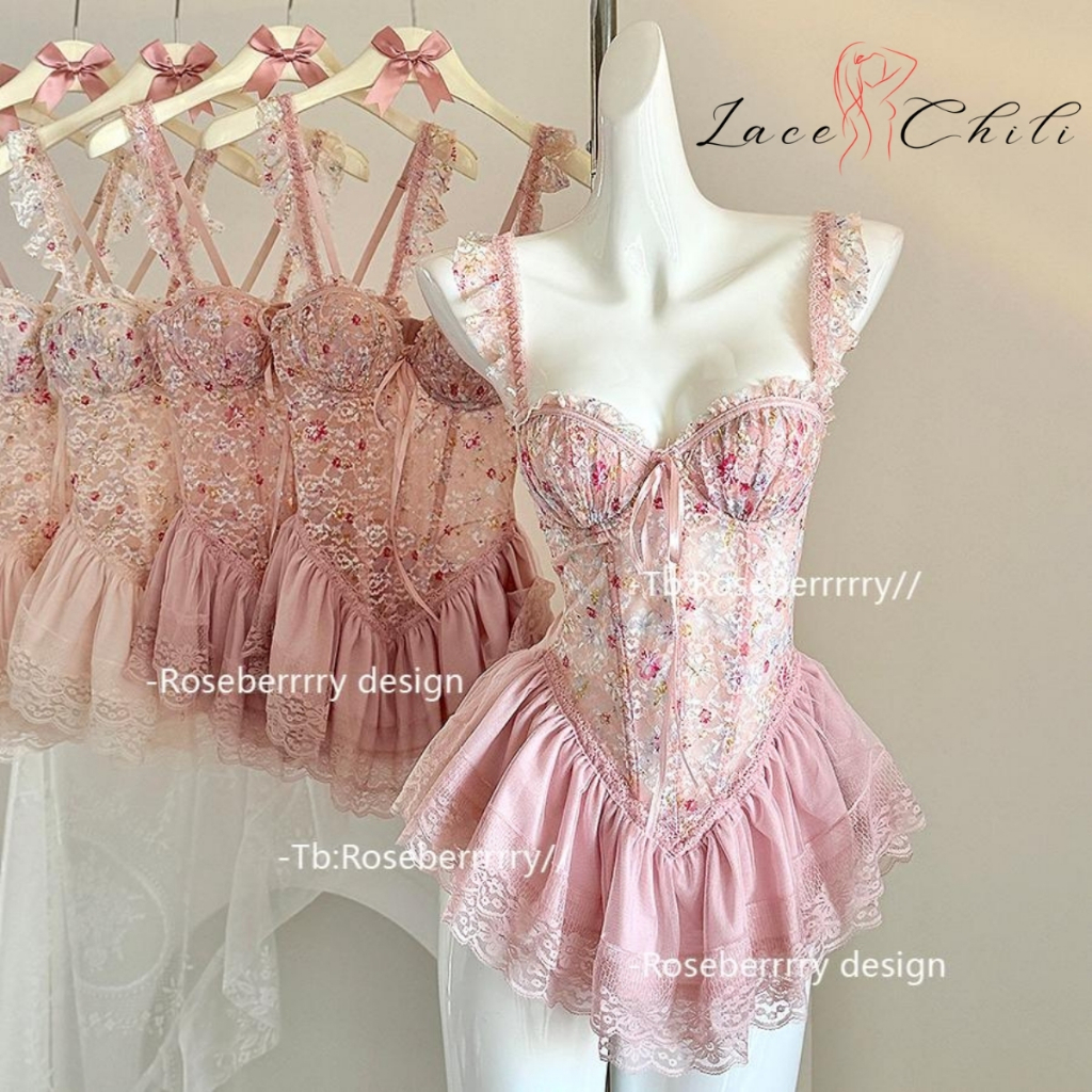 LACE CHILLI ชุดยั่วยวน ชุดผู้หญิงแฟชั่น ชุดนอนกระโปรง ไซต์ M-5XL นน 40-100 Kg ผ้าเกรดA L-1215