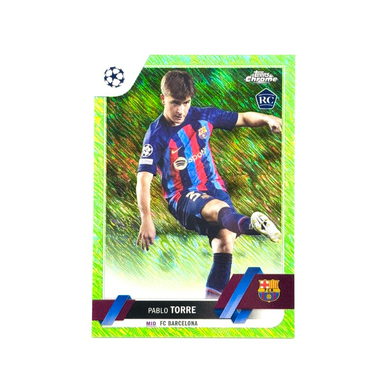 Topps Chrome UCC 22/23 Pablo Torre FC Barcelona RC /399 Neon Green Shimmer Refractors