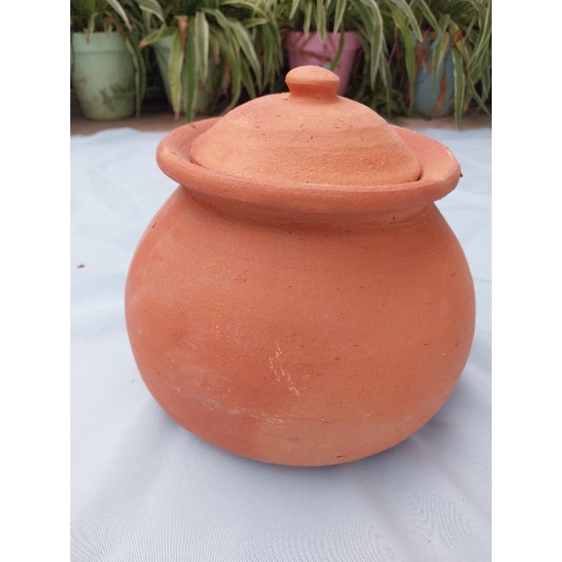 หม้อดินเผา หม้อดินเผาจิ้มจุ่ม พร้อมฝา ขนาดปากกว้าง 5 นิ้ว ก้นหม้อ 6นิ้ว - รูปที่ 2